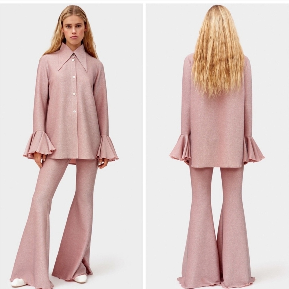 💯 Sleeper Lurex Lounge Set In Pink Shimmer - Picture 3 of 15